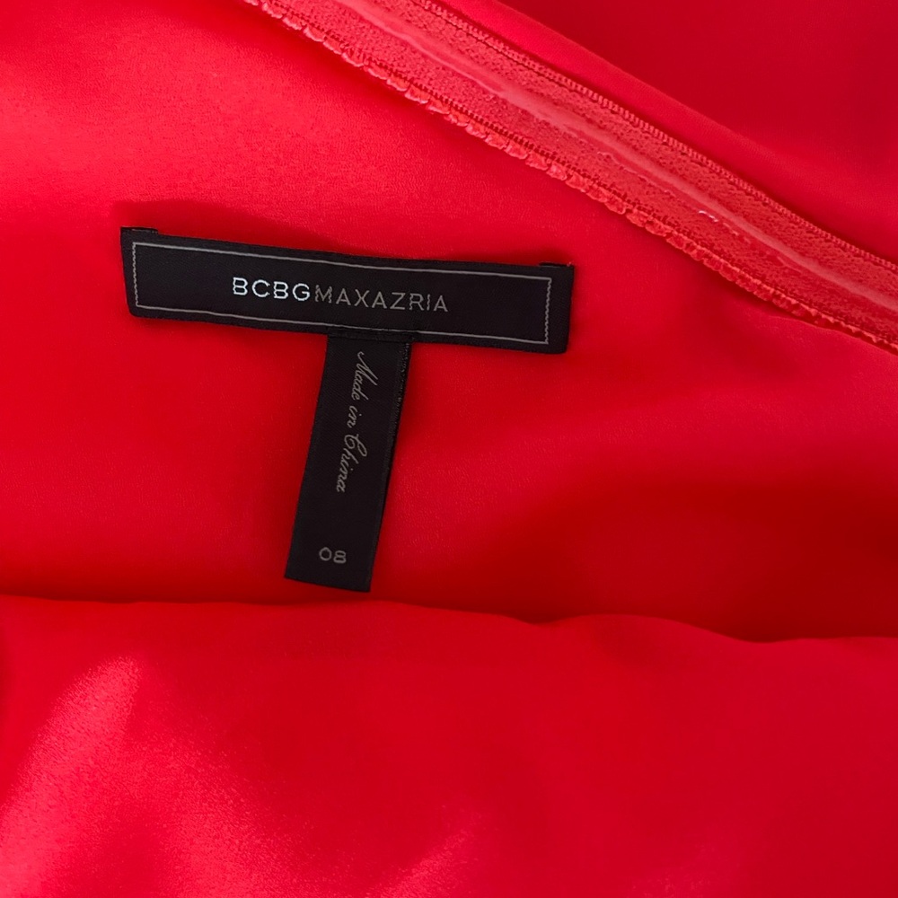 BCBG MaxAzria Red Ruffle One Shoulder Mini Dress - size 8 - Picture 9 of 9